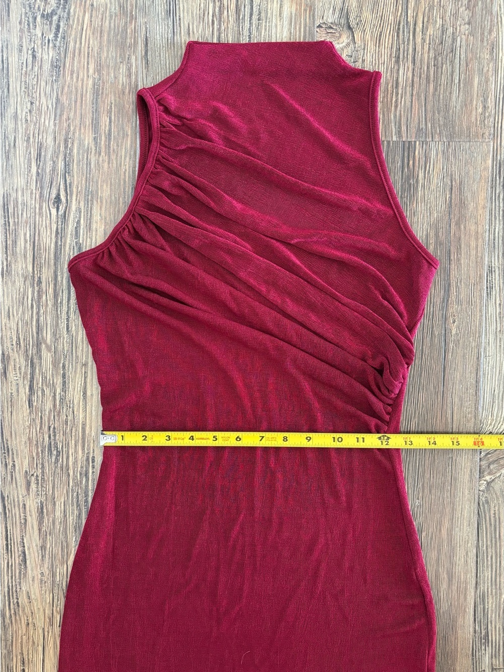 NWT Cider Sleeveless Maxi Dress Small Wine Red High Neck Ruching Leg Slit Formal - Picture 9 of 12